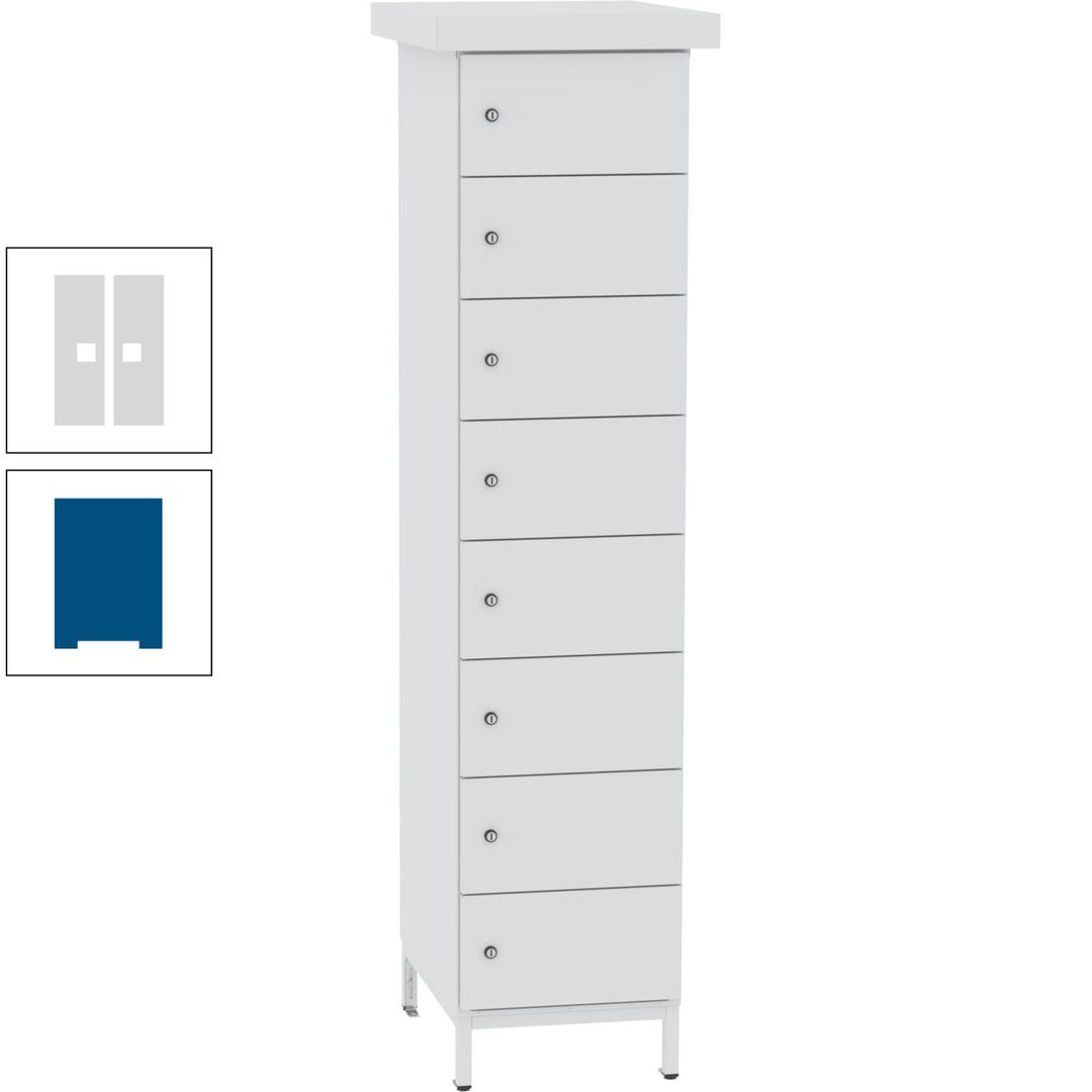 Akkuschrank, Batterieladeschrank, 8 Fächer, Schutzart IP54, Schuko, 1.855 x 400x 570 mm (HxBxT), Korpusfarbe anthrazitgrau, Frontfarbe anthrazitgrau