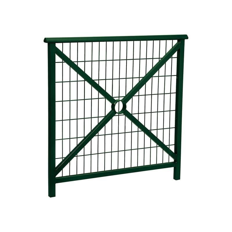 Geländer Kreuz und Gitter - 1.000 x 1.000 mm - abgerundeter Handlauf - Farbe enzianblau - Außengeländer Systemgeländer