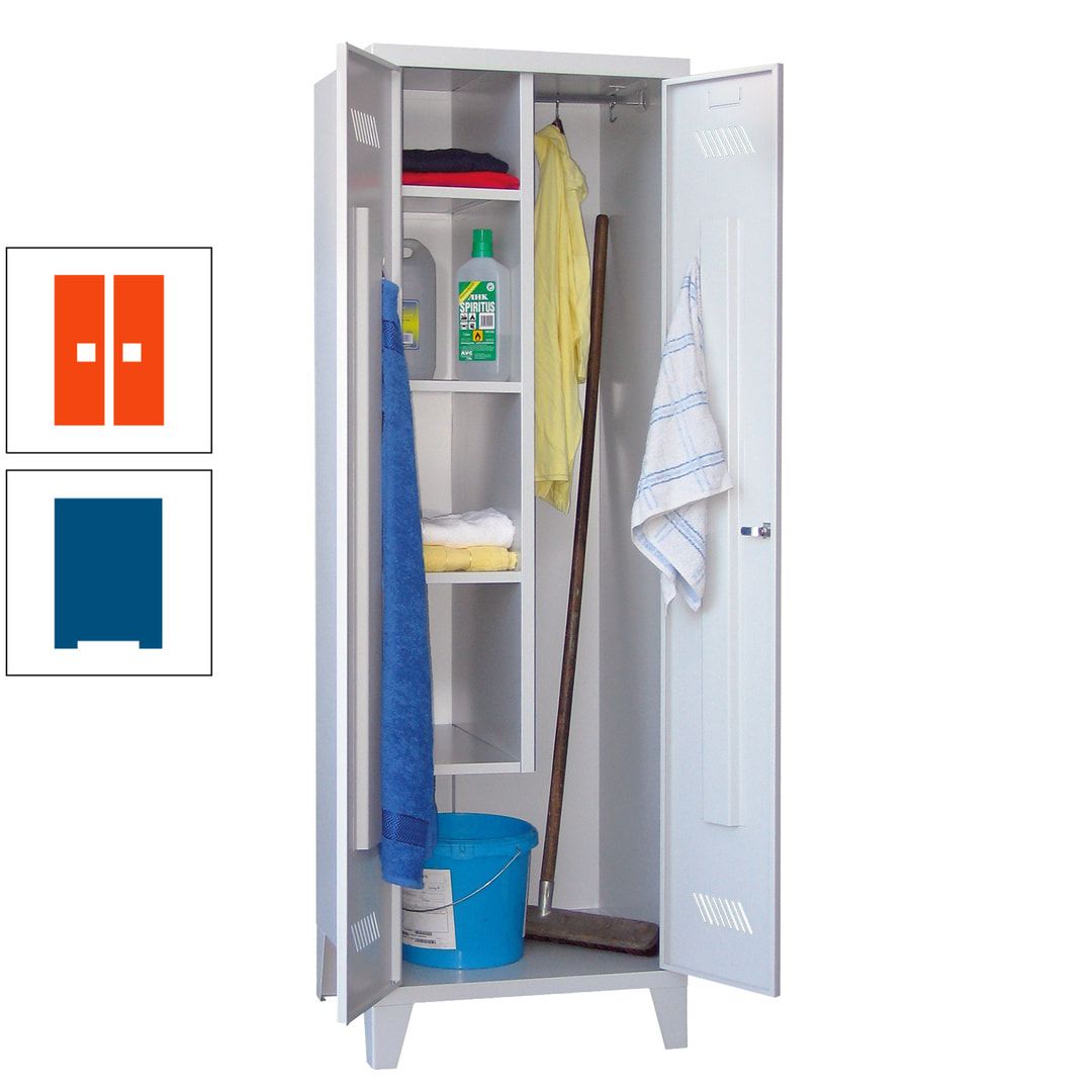 Putzschrank mit Füßen - 1 Abteil mit Trennwand - 1.850x600x500 mm (HxBxT) - Drehriegel - anthrazitgrau