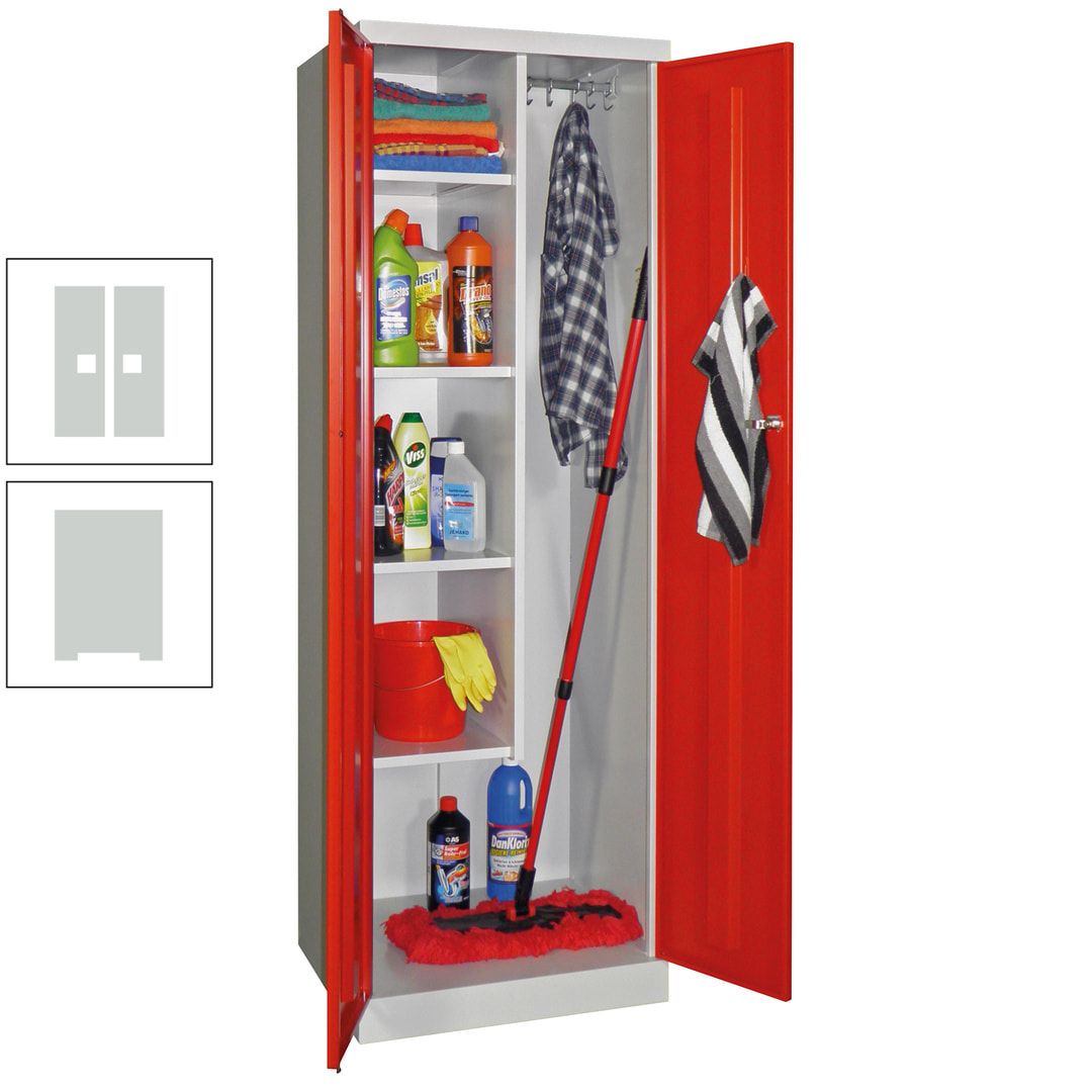 Putzschrank mit Sockel - 1 Abteil mit Trennwand - 1.800x600x500 mm (HxBxT) - Zylinderschloss - anthrazitgrau