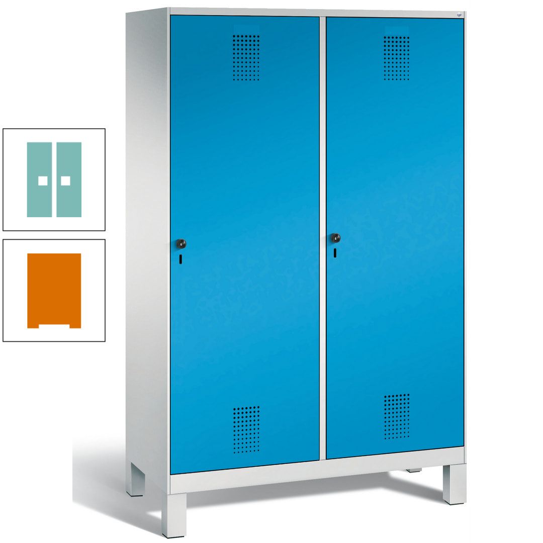 Doppel-Spind, Garderobenschrank, 2 Türen für 4 Abteile a 300 mm, Korpus anthrazitgrau, Türen anthrazitgrau, 1.850 x 1.200 x 500 mm (HxBxT)