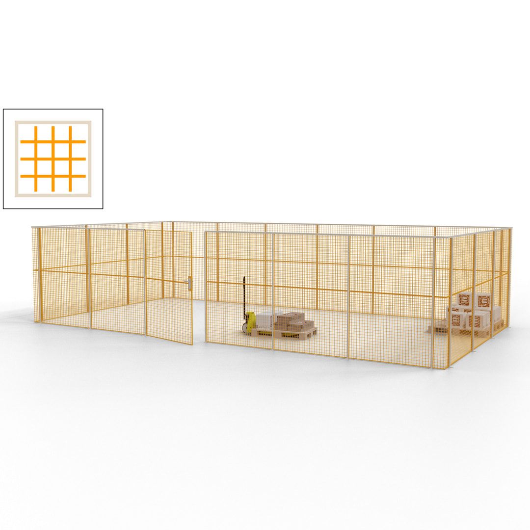 Maschinen Schutzgitter - Hallentrennwand - Sicherheitszaun - Tür - 27 m - 2.200 x 9.400 x 4.900 mm (HxBxT) - enzianblau