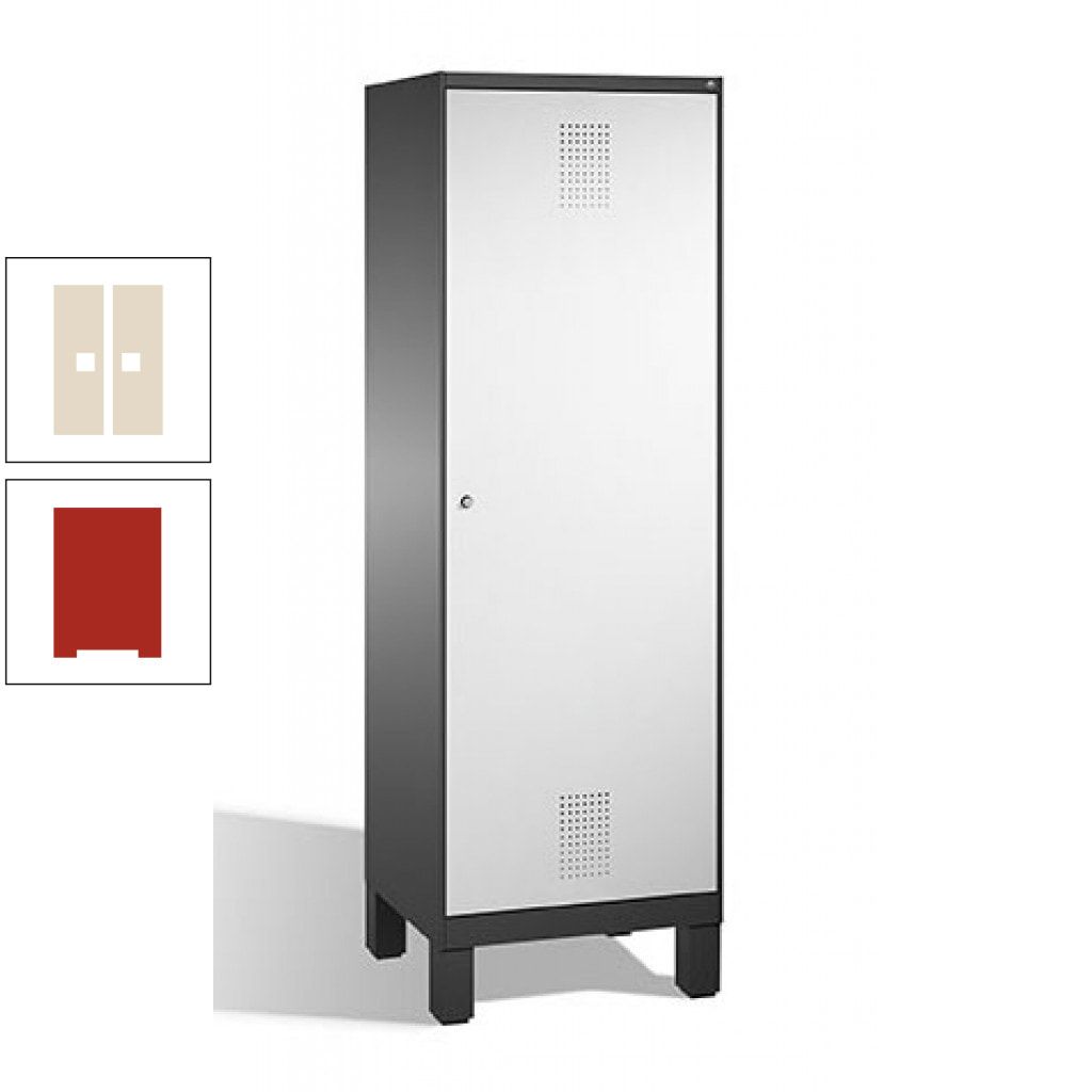 Doppel-Spind, Garderobenschrank, 1 Tür für 2 Abteile a 300 mm, Korpus anthrazitgrau, Türen anthrazitgrau, 1.850 x 600 x 500 mm (HxBxT)