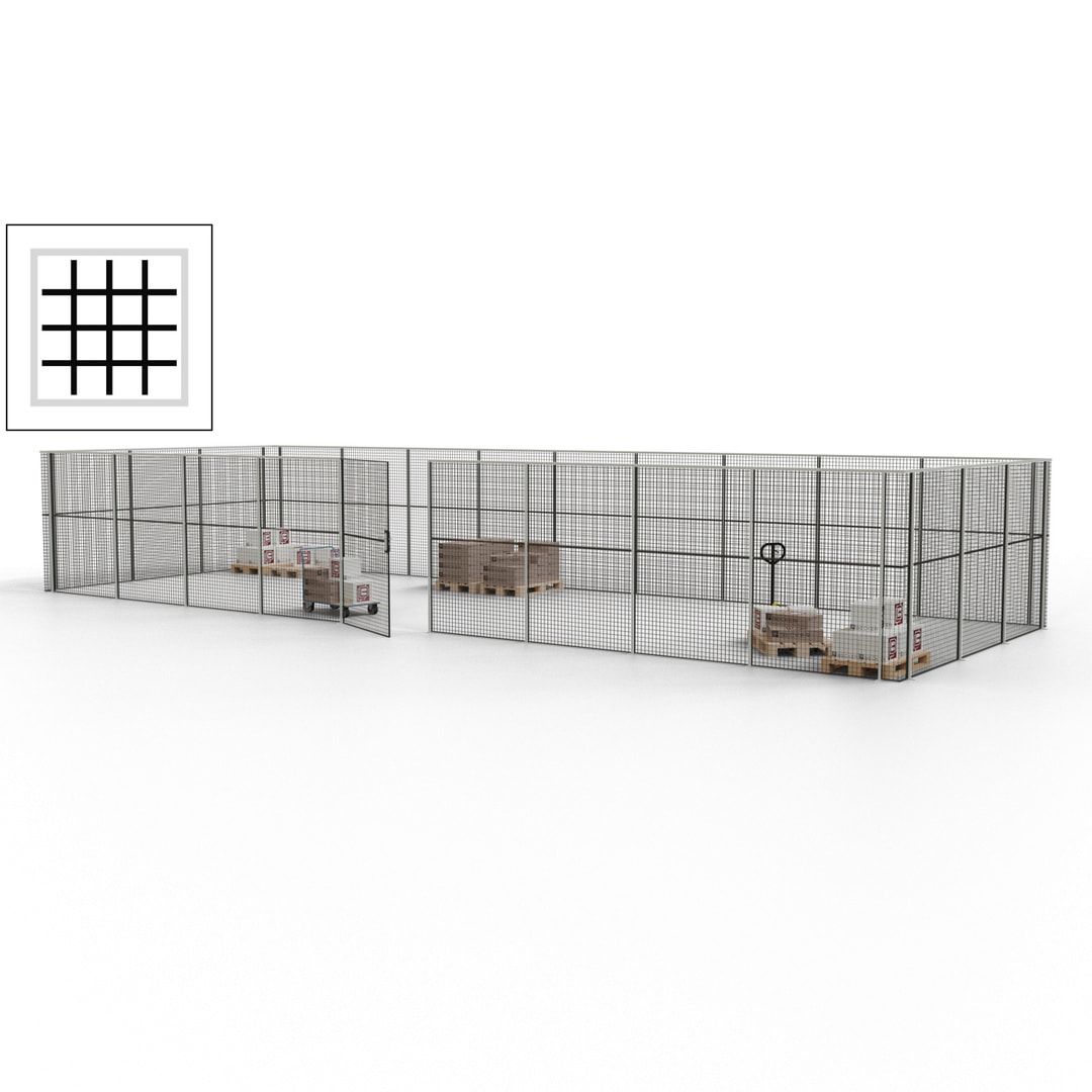 Maschinen Schutzgitter - Hallentrennwand - Sicherheitszaun - Tür - 36 m - 2.200 x 13.900 x 4.900 mm (HxBxT) - enzianblau