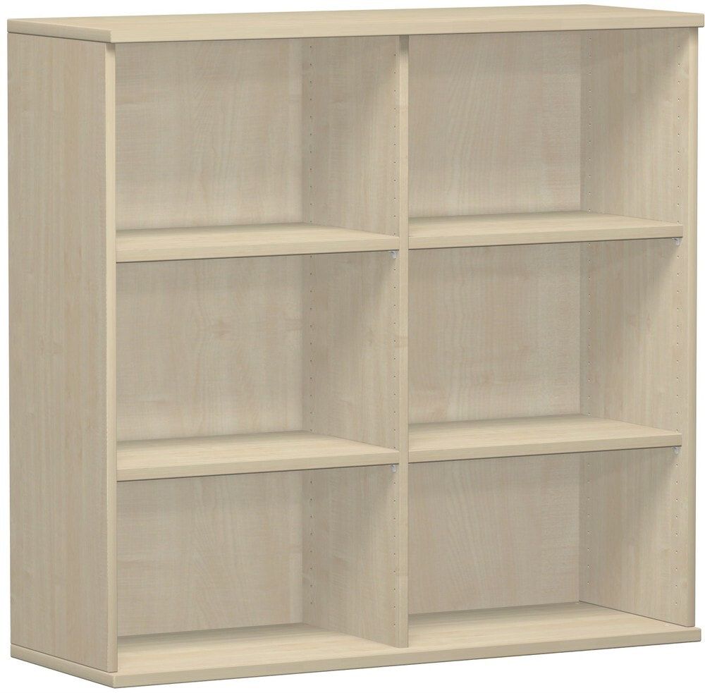 Büroregal, Metallsockel/Standfüße, 2 Einlegeböden, modular, Dreischicht-Feinspan, Einlegeboden, 1.152 x 1.000 x 425 mm (HxBxT), Dekor Ahorn