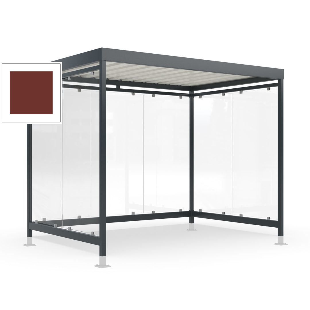Raucherunterstand mit Überpflasterung, fertig montiert, Fahrgastunterstand, Bushaltestelle, 2.440 x 3.180 x 2.165 mm (HxBxT), 7 Wände, Achatgrau