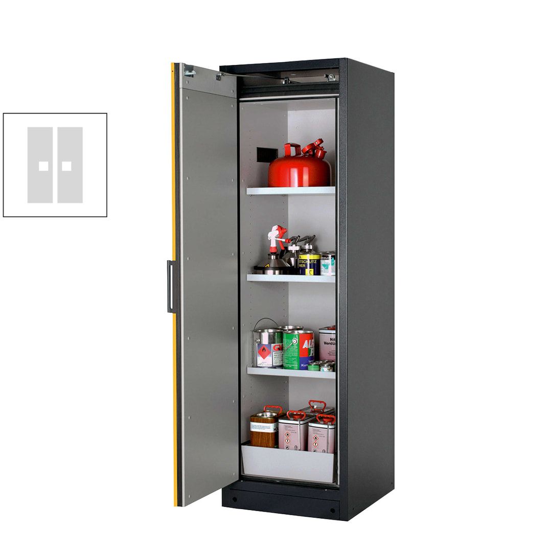 Gefahrstoffschrank - 1.953x599x615 mm - 2 Wannen PP - Türanschlag Links - Front enzianblau