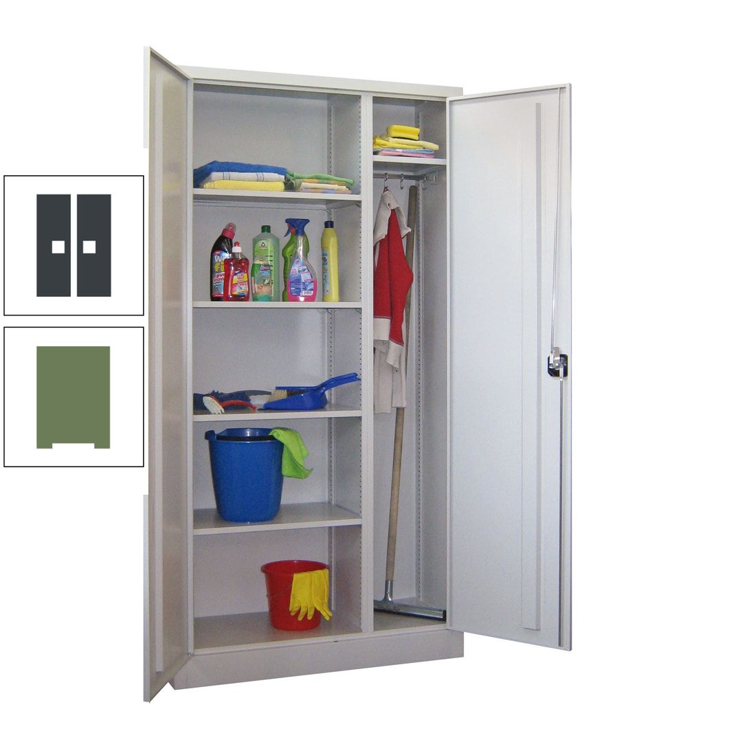 Putzschrank mit Trennwand - 1.950x1.000x400 mm (HxBxT) - Böden pulverbeschichtet - anthrazitgrau