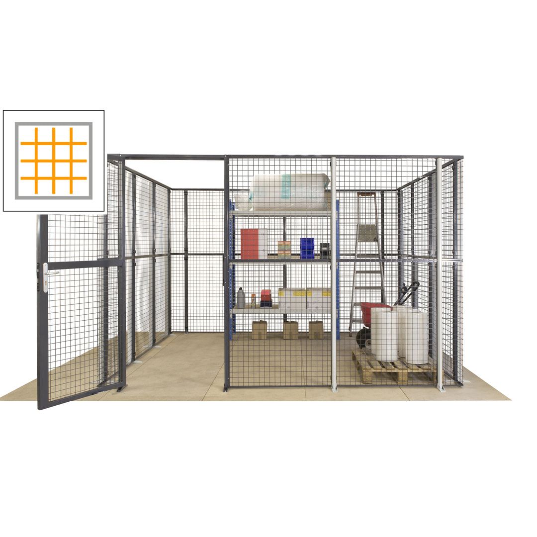 Maschinen Schutzgitter - Hallentrennwand - Sicherheitszaun - Tür - 72 m - 2.200 x 21.400 x 15.400 mm (HxBxT) - enzianblau