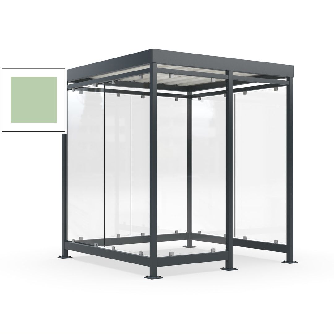 Raucherunterstand, Bushaltestelle, 7 Wände, 6-7 Personen, 2.510 x 2.165 x 2.165 mm (HxBxT), Farbe Achatgrau