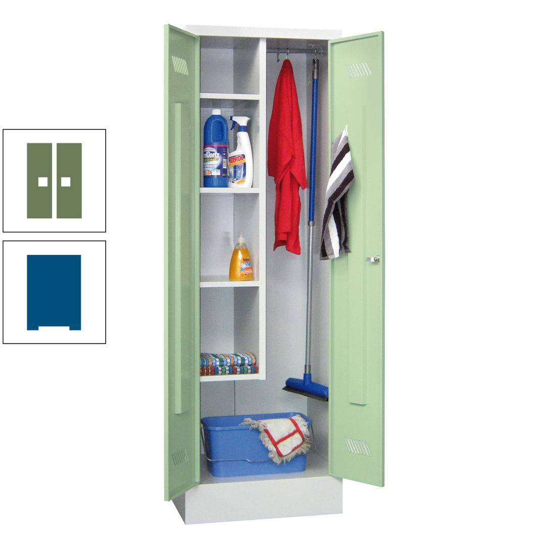Putzschrank mit Sockel - 1 Abteil mit Trennwand - 1.850x600x500 mm (HxBxT) - Drehriegel - anthrazitgrau