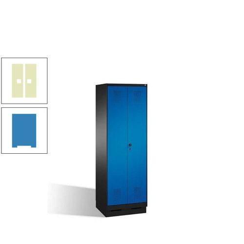 Doppel-Spind, Doppeltüren, Garderobenschrank mit Sockel, 2 Abteile a 300 mm, Korpus anthrazitgrau, Tür anthrazitgrau, 1.800 x 600 x 500 mm (HxBxT)