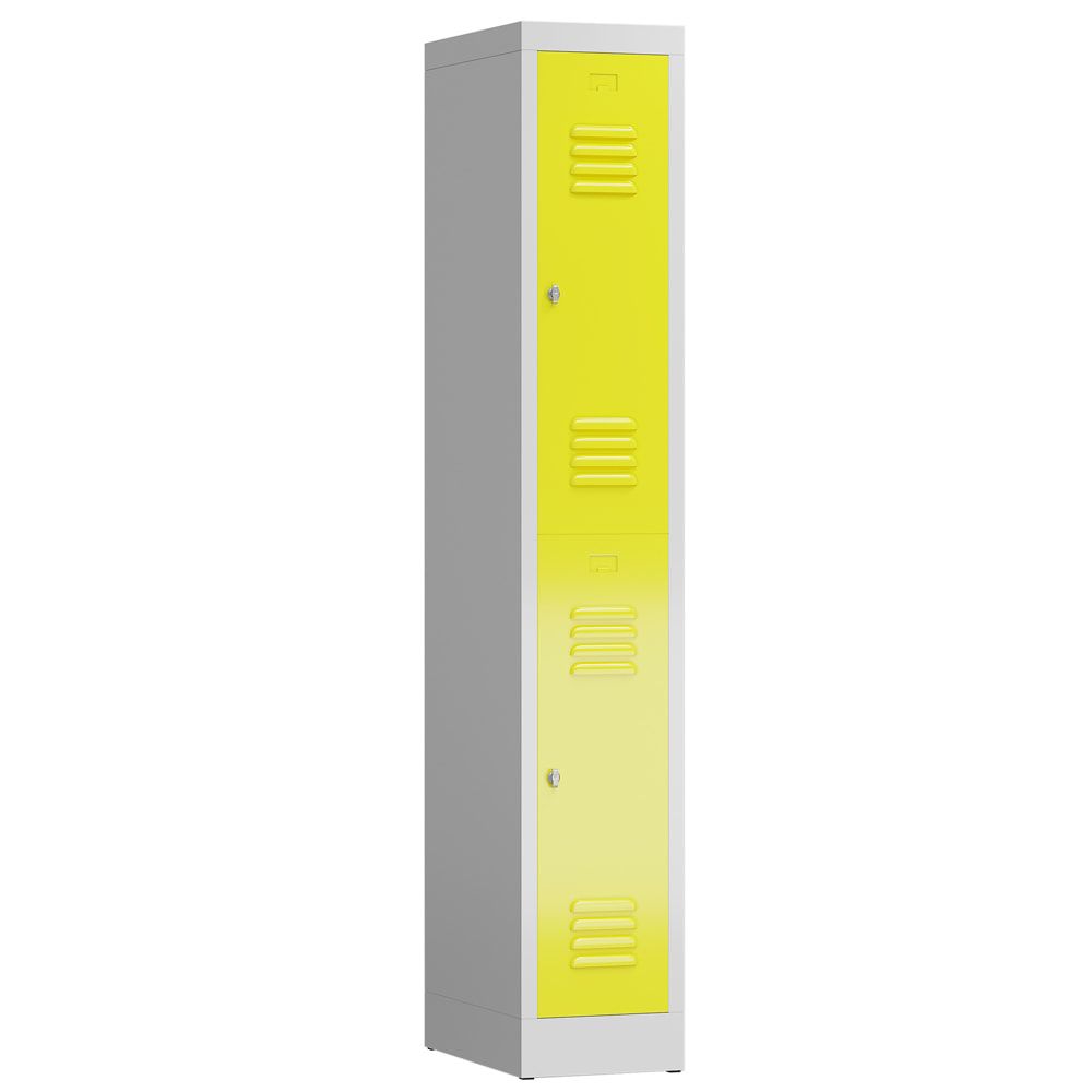 Garderobenschrank, Doppelstockspind, 1 Abteil, 2 Fächer, 1.800 x 310 x 500 mm (HxBxT), Stahl, Drehriegel, Korpus: lichtgrau, Front: anthrazitgrau