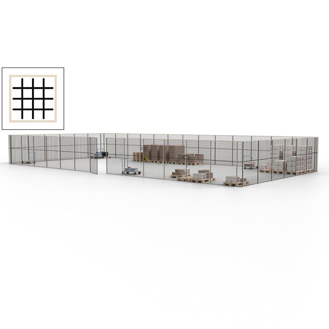 Maschinen Schutzgitter - Hallentrennwand - Sicherheitszaun - Tür - 57 m - 2.200 x 19.900 x 9.400 mm (HxBxT) - enzianblau