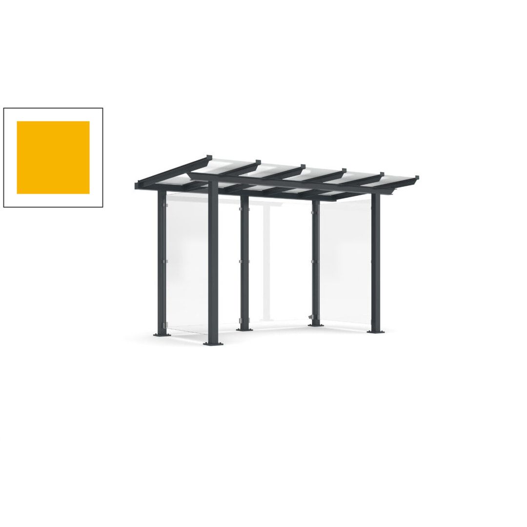 Unterstand mit Pultdach und Sicherheitsglas - feuerverzinkt und farbbeschichtet - 2.435 x 3.850 x 2.090 (HxBxT) - Farbe Achatgrau