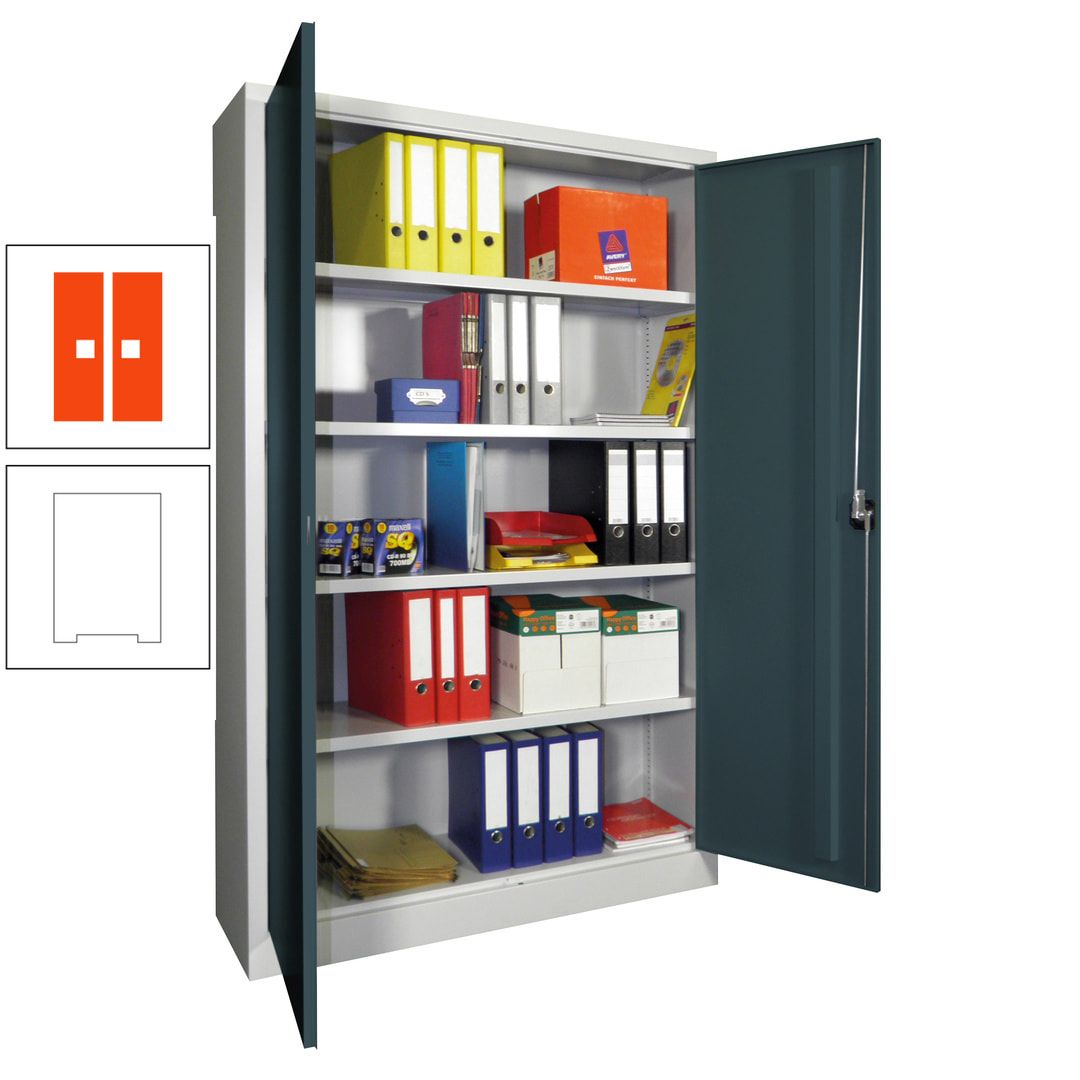 Aktenschrank - Vollblechtüren - 1.950x1.200x400 mm (HxBxT) - 4 Einlegeböden verzinkt - Zylinderschloss - anthrazitgrau