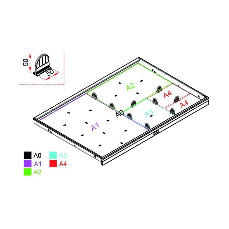 Fachteiler für Lüllmann Zeichnungsschrank, Planschrank, PVC schwarz, 50 x 50 mm (HxB)