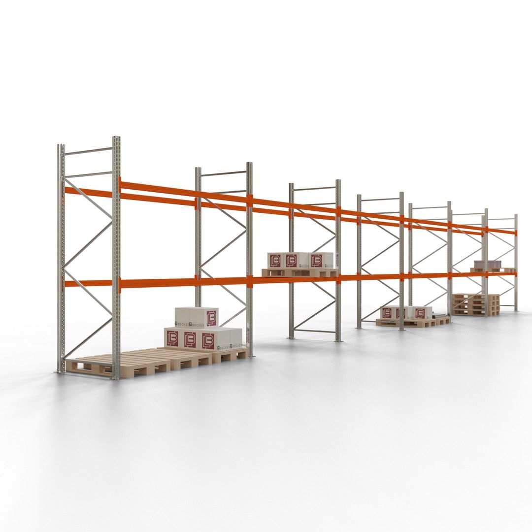 Palettenregal - 1,5 t - 2,0 x 11,3 x 1,1 m - 4 Felder - Schwerlastregal VKfrei
