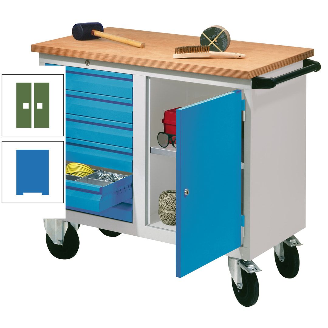 Mobile Werkbank - Werkstattwagen - 915 x 1.090 x 600 mm - 6 Schubladen und Schrankfach - anthrazitgrau