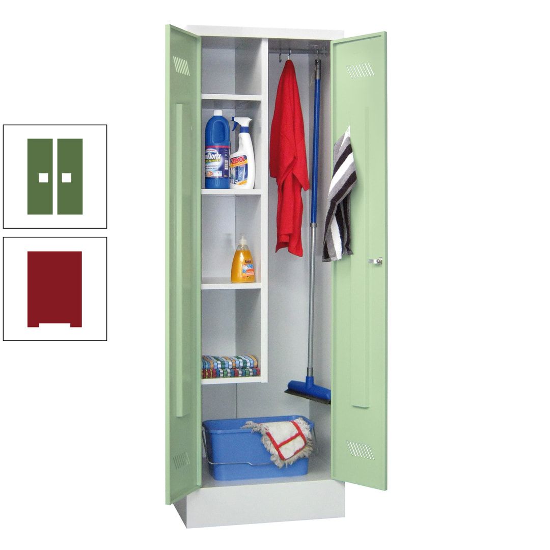 Putzschrank mit Sockel - 1 Abteil mit Trennwand - 1.850x600x500 mm (HxBxT) - Drehriegel - anthrazitgrau