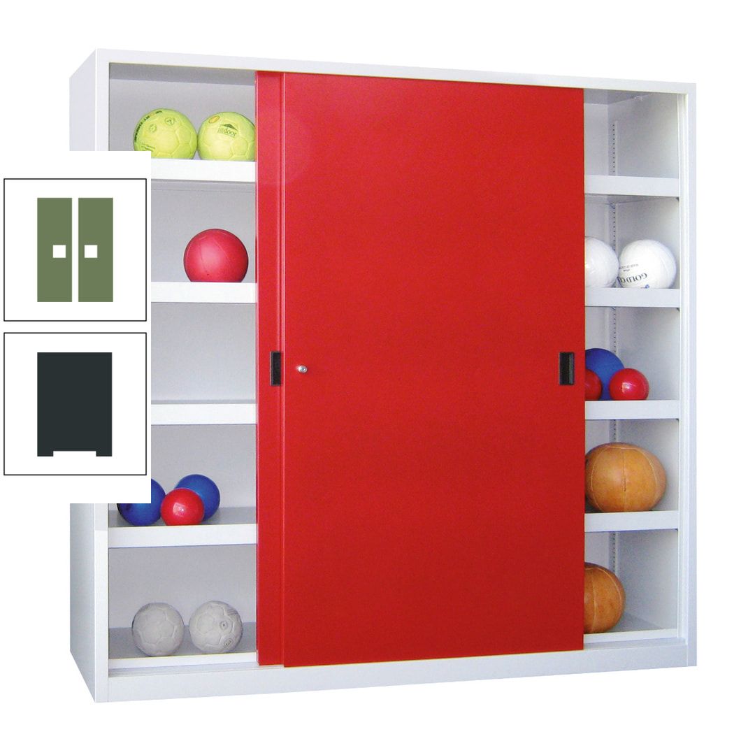 Ballschrank - Schiebetüren - Trennwand - 8 Böden - 1.950x1.500x600 mm (HxBxT) - anthrazitgrau