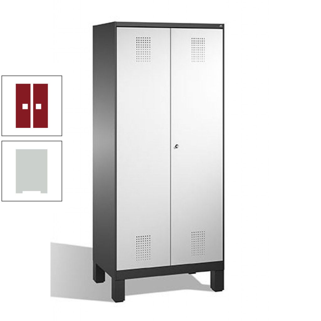 Mehrzweckschrank, Doppeltüren, auf Füßen, 2 Abteile a 400 mm, Korpus anthrazitgrau, Tür anthrazitgrau, 1.850 x 800 x 500 mm (HxBxT)