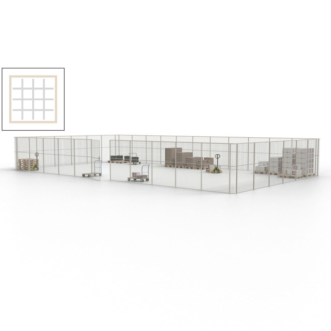 Maschinen Schutzgitter - Hallentrennwand - Sicherheitszaun - Tür - 51 m - 2.200 x 16.900 x 9.400 mm (HxBxT) - enzianblau