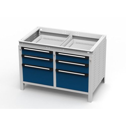 OTTOKIND Werkbank - bündige Arbeitsplatte - 850 x 1.150 x 750 mm (HxBxT) - 6 Schubladen - lichtgrau