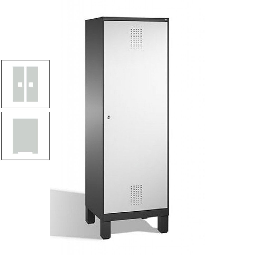 Doppel-Spind, Garderobenschrank, 1 Tür für 2 Abteile a 300 mm, Korpus anthrazitgrau, Türen anthrazitgrau, 1.850 x 600 x 500 mm (HxBxT)