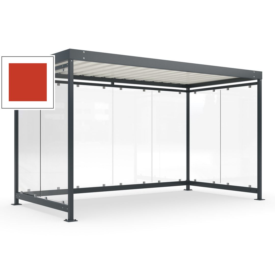 Fahrradunterstand, Fahrgastunterstand, Bushaltestelle, Bausatz, 12-13 Personen, 2.510 x 4.195 x 2.165 mm (HxBxT), 8 Wände, Achatgrau