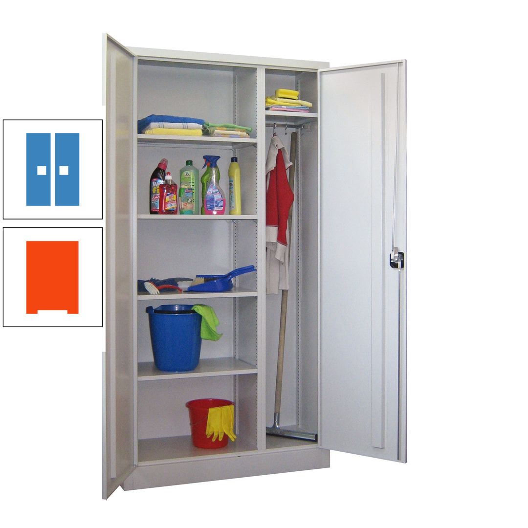 Putzschrank mit Trennwand - 1.950x1.000x400 mm (HxBxT) - Böden pulverbeschichtet - anthrazitgrau