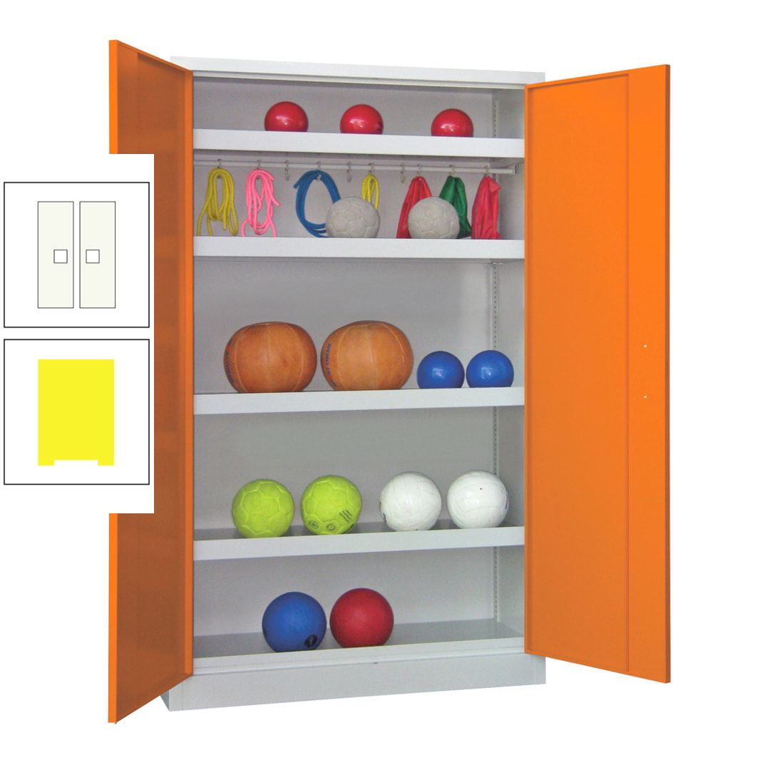 Ballschrank - Vollblechtüren - 4 Böden - 1 Hakenleiste - 1.950x1.200x500 mm (HxBxT) - anthrazitgrau