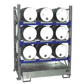 Fassregal mit Auffangwanne - für 9 x 60 Liter Fässer - 3 Etagen