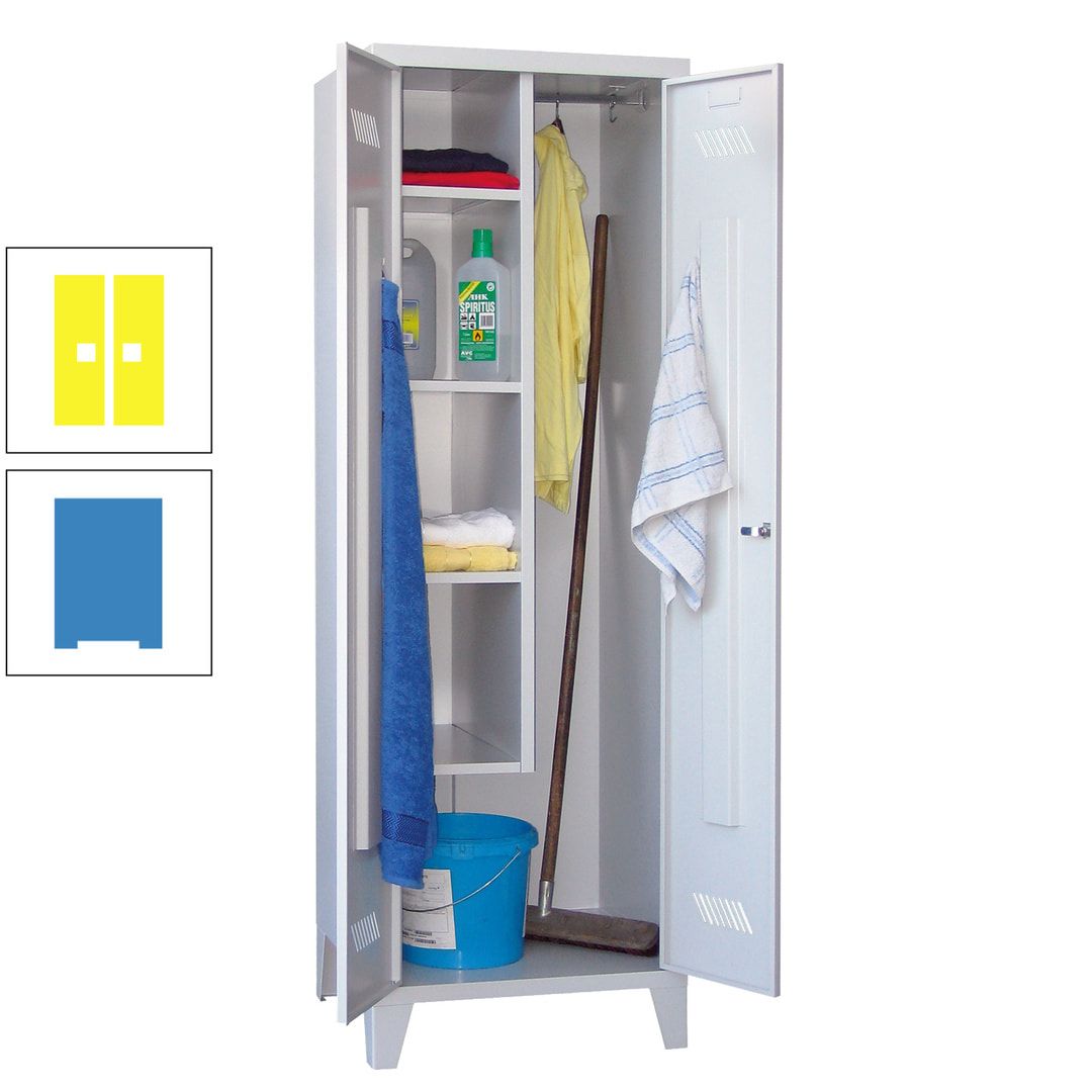 Putzschrank mit Füßen - 1 Abteil mit Trennwand - 1.850x600x500 mm (HxBxT) - Drehriegel - anthrazitgrau