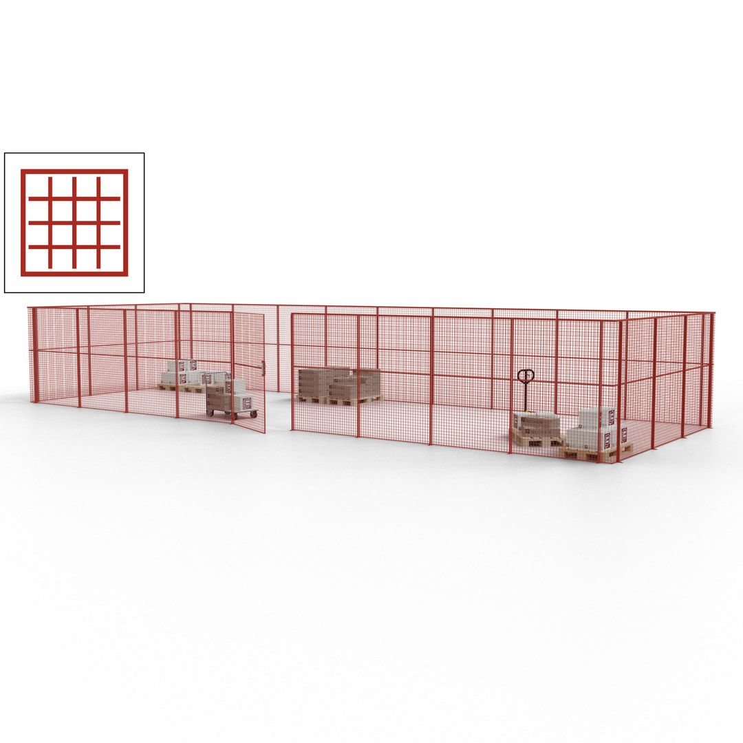 Maschinen Schutzgitter - Hallentrennwand - Sicherheitszaun - Tür - 36 m - 2.200 x 13.900 x 4.900 mm (HxBxT) - enzianblau