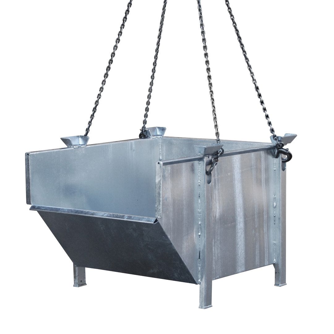 Materialbehälter - 500 l Volumen - Tragkraft 1.000 kg - stapel- und kranbar - feuerrot