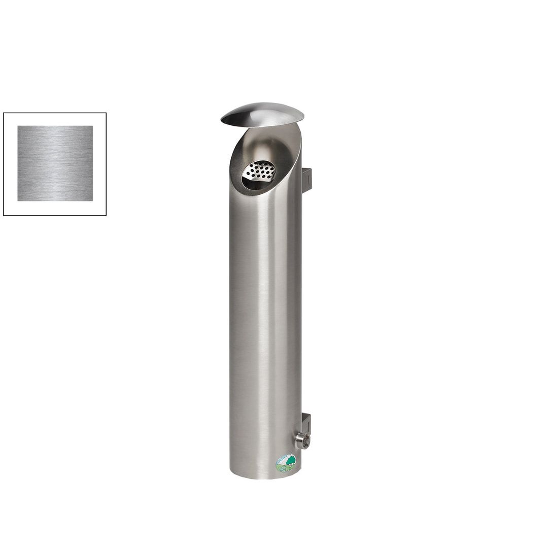 Wandascher aus mattem Edelstahl - Volumen 2,5 l - 540 x 185 x 130 mm (HxBxT) - Wand-/Rohrbefestigung