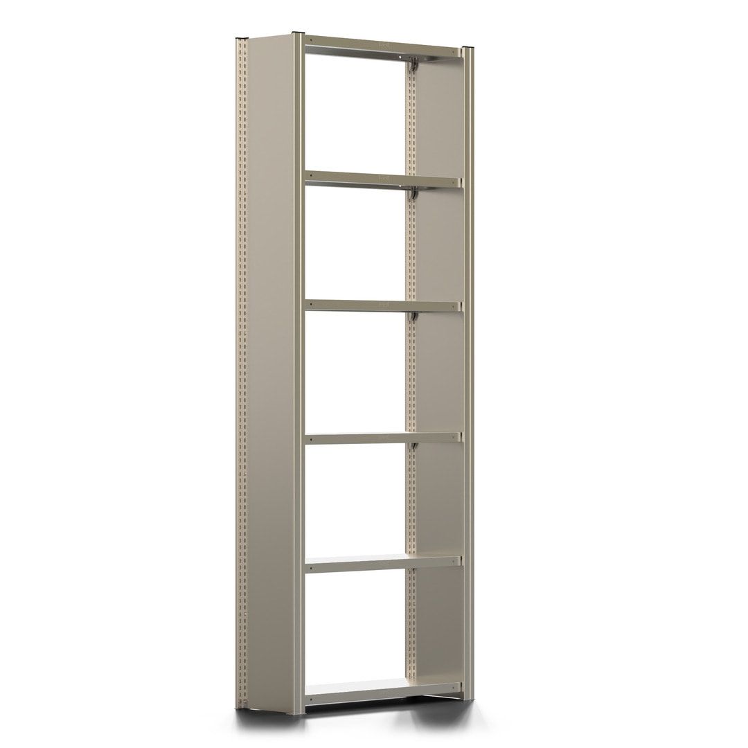 Fachbodenregal mit Seitenwand - 350 kg - 2.500 x 875 x 300 mm (HxBxT) - Anbauregal - 6 Böden - verzinkt - Lagerregal - Steckregal - BERT