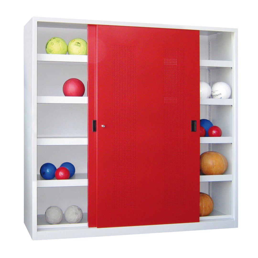 Ballschrank - Schiebetüren - Trennwand - 8 Böden - 1.950x1.500x600 mm (HxBxT) - anthrazitgrau