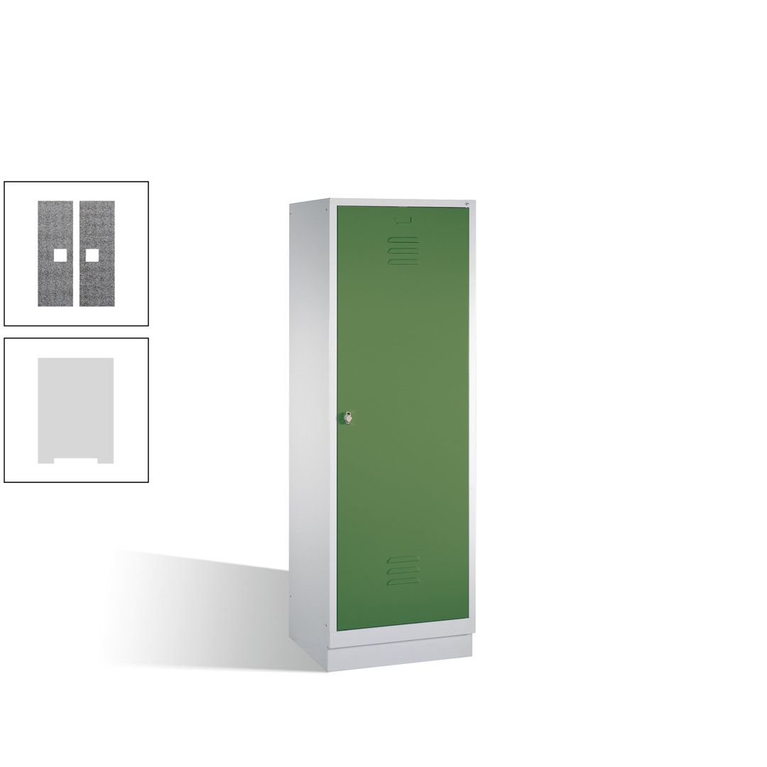 Doppel-Spind mit Großtür, Garderobenschrank mit Sockel, 2 Abteile a 300 mm, Korpus anthrazitgrau, Tür anthrazitgrau, 1.800 x 610 x 500 mm (HxBxT)