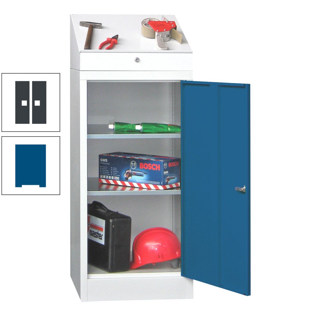 Stehpult mit Schrank - Vollblechtür - Zylinderschloss - 1.270x500x500 mm (HxBxT) - anthrazitgrau