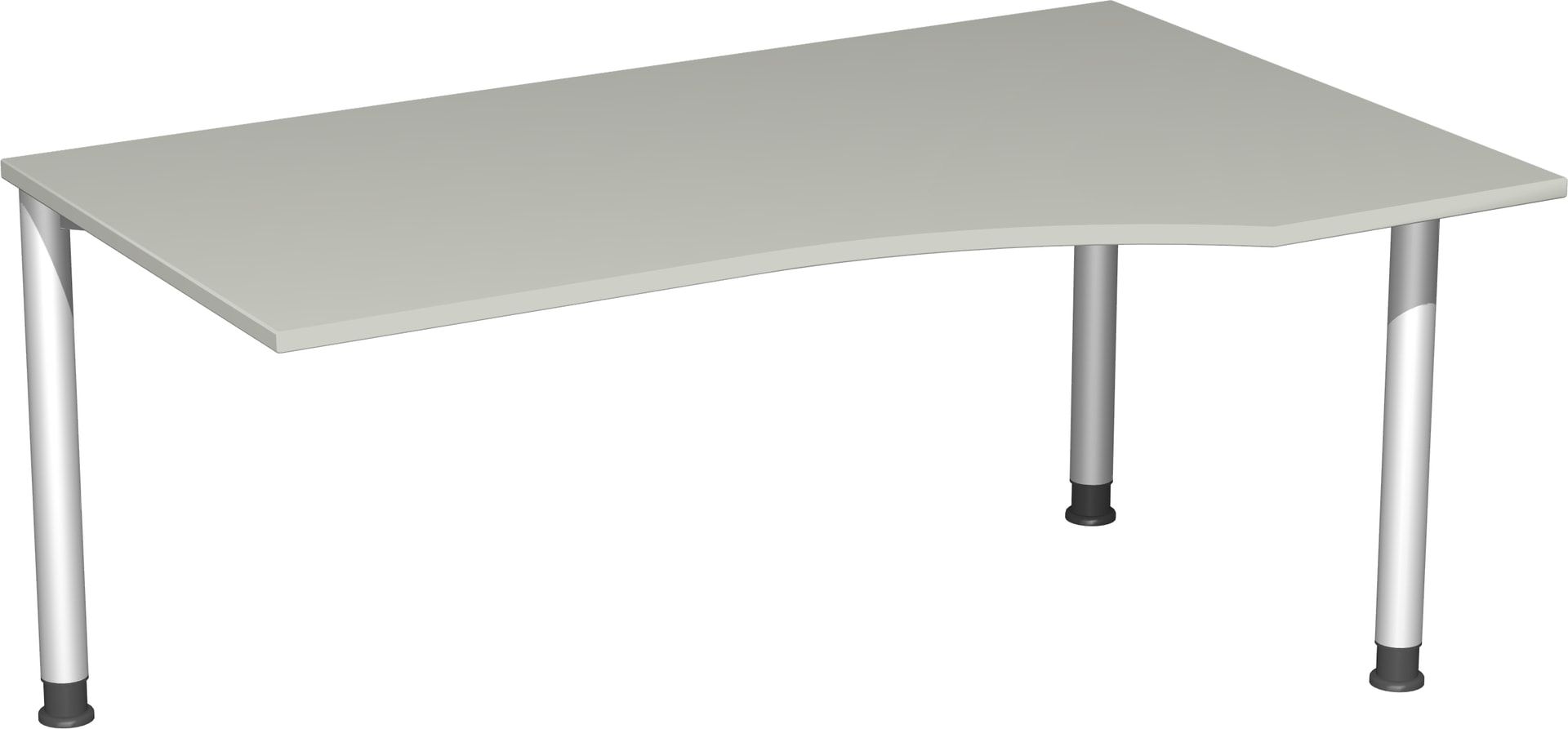 Eckschreibtisch mit einseitig verkürzten Füßen, 4-Fuß Flex, Ecke rechts, Höhe 680-800 mm, 1.600 x 1.000 mm (BxT), Gestell anthrazit, Ahorn