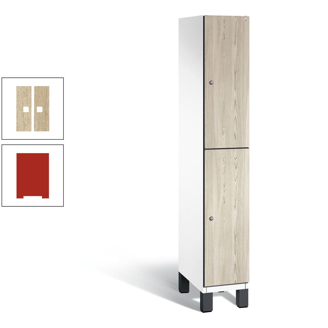Fächerschrank, Garderobenschrank, mit Füßen, 1 Abteile, 1.980 x 300 x 525 mm (HxBxT), Korpus anthrazitgrau, Tür Donau-Ahorn