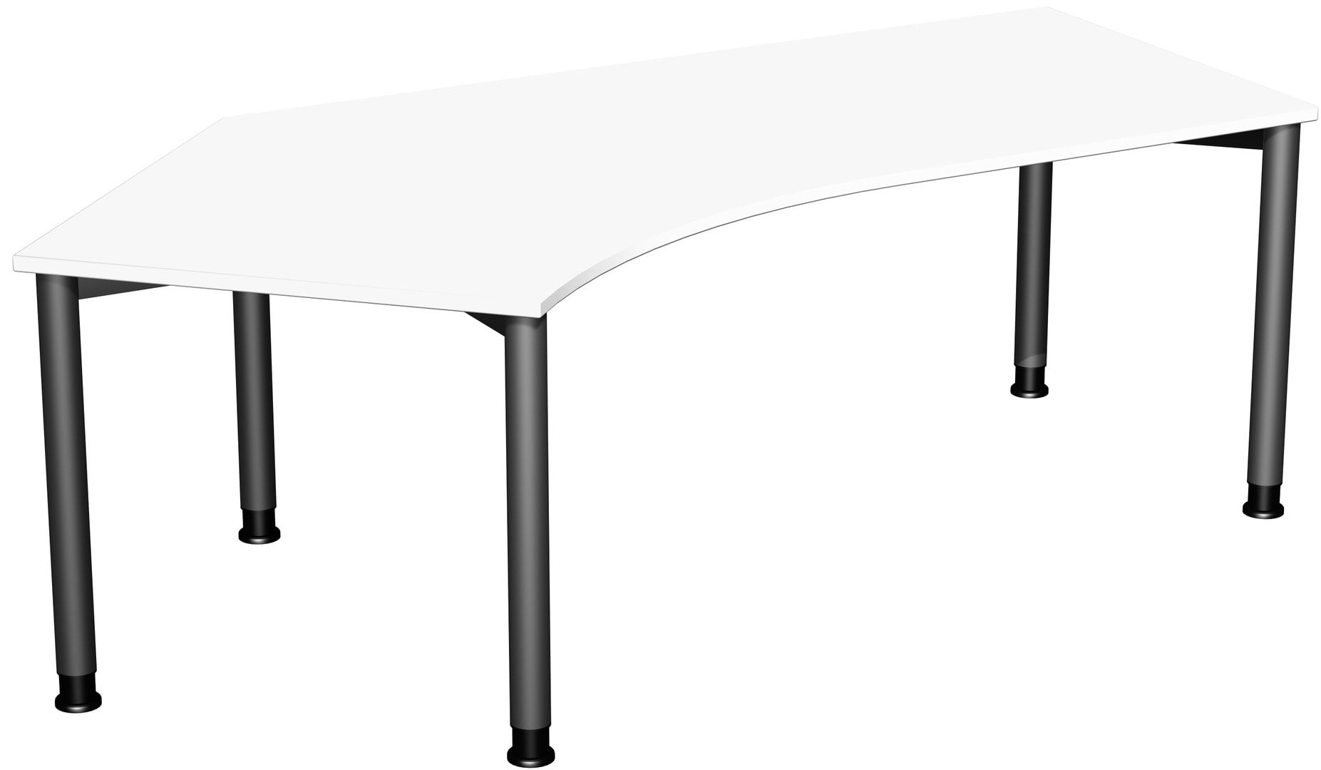 Schreibtisch, einseitig verkürzt, 4-Fuß Flex, Winkel links, höhenverstellbar, 680-800 x 2.166 x 1.130 mm (HxBxT), Gestell anthrazit, Dekor lichtgrau
