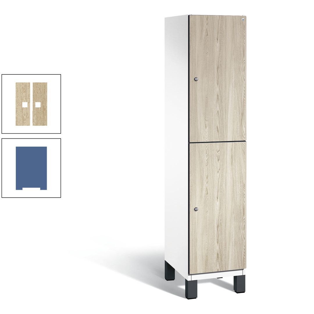 Fächerschrank, Garderobenschrank, mit Füßen, 1 Abteile, 1.980 x 400 x 525 mm (HxBxT), Korpus anthrazitgrau, Tür Donau-Ahorn