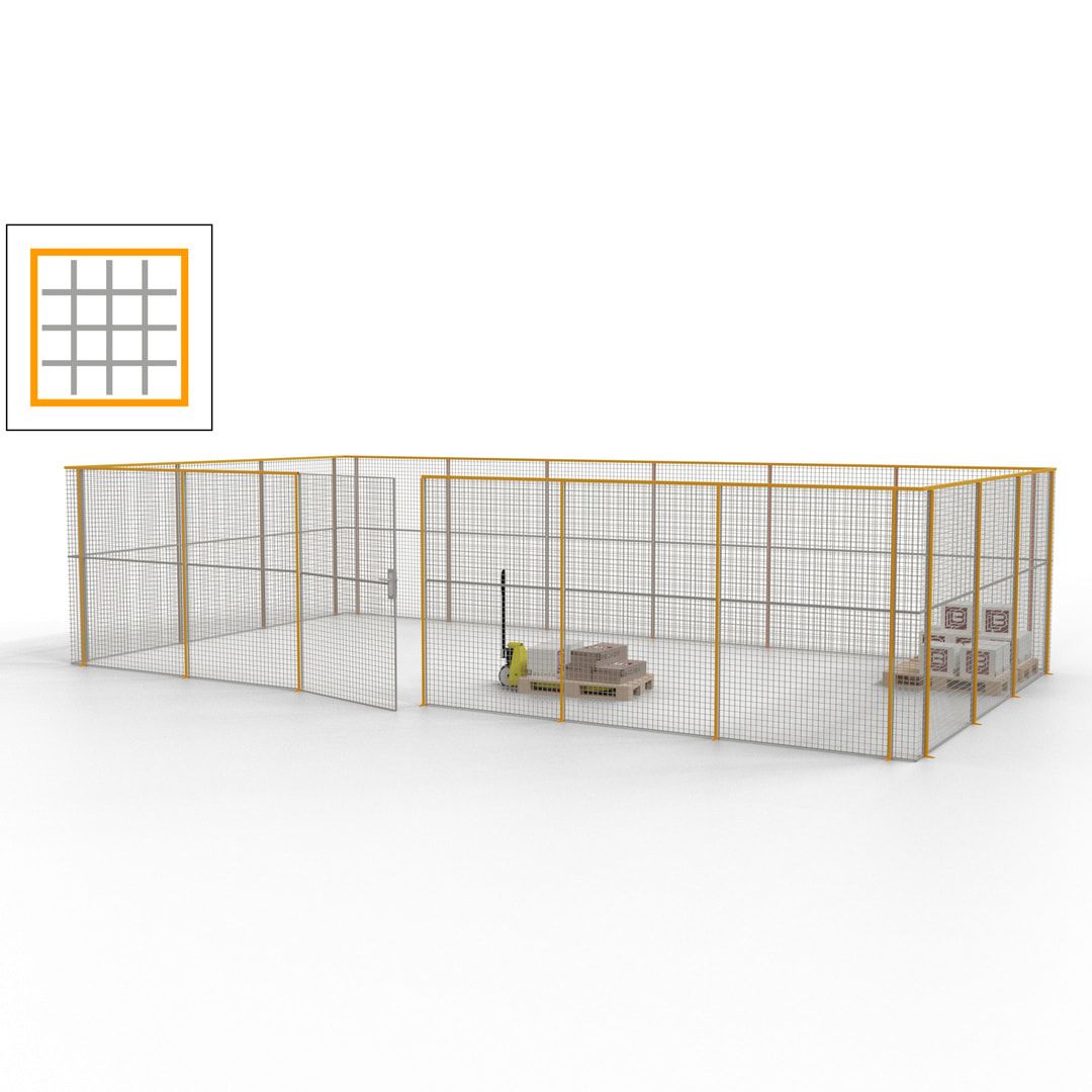 Maschinen Schutzgitter - Hallentrennwand - Sicherheitszaun - Tür - 27 m - 2.200 x 9.400 x 4.900 mm (HxBxT) - enzianblau