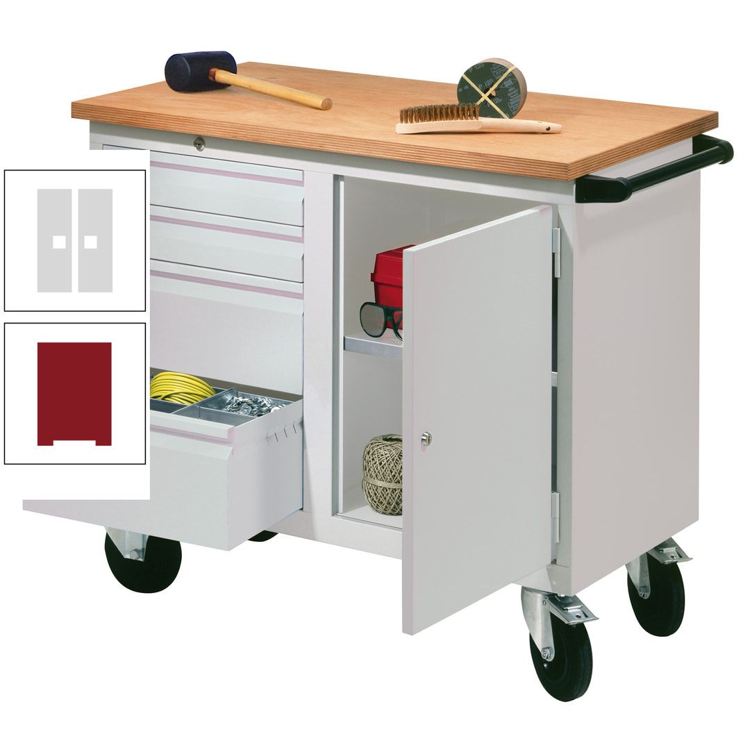 Mobile Werkbank - Werkstattwagen - 915 x 1.090 x 600 mm - 4 Schubladen und Schrankfach - anthrazitgrau