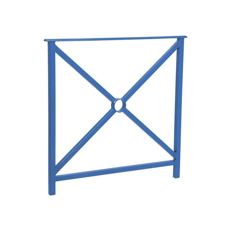 Geländer Kreuz und Kreis - 1.000 x 800 mm - flacher Handlauf - Farbe enzianblau - Außengeländer Systemgeländer