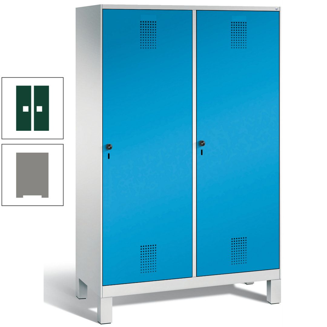 Doppel-Spind, Garderobenschrank, 2 Türen für 4 Abteile a 300 mm, Korpus anthrazitgrau, Türen anthrazitgrau, 1.850 x 1.200 x 500 mm (HxBxT)