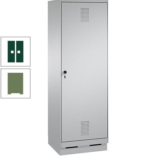 Doppel-Spind, Garderobenschrank, 1 Tür für 2 Abteile a 300 mm, Korpus anthrazitgrau, Türen anthrazitgrau, 1.800 x 600 x 500 mm (HxBxT)